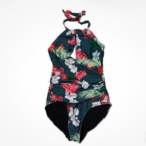 B2prity Women's One Piece Floral Swimsuit Tummy Control Halter
Size L